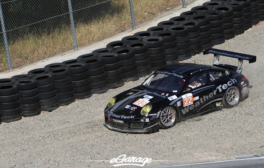 2012 ALMS Porsche 911 GT3 off road corkscrew ALMS: Laguna Seca